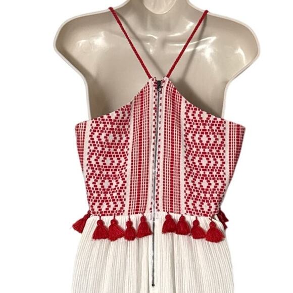 SAYLOR Flynn Cut Out Tassel Trim Maxi Dress Red Cream Size Small - Picture 8 of 8